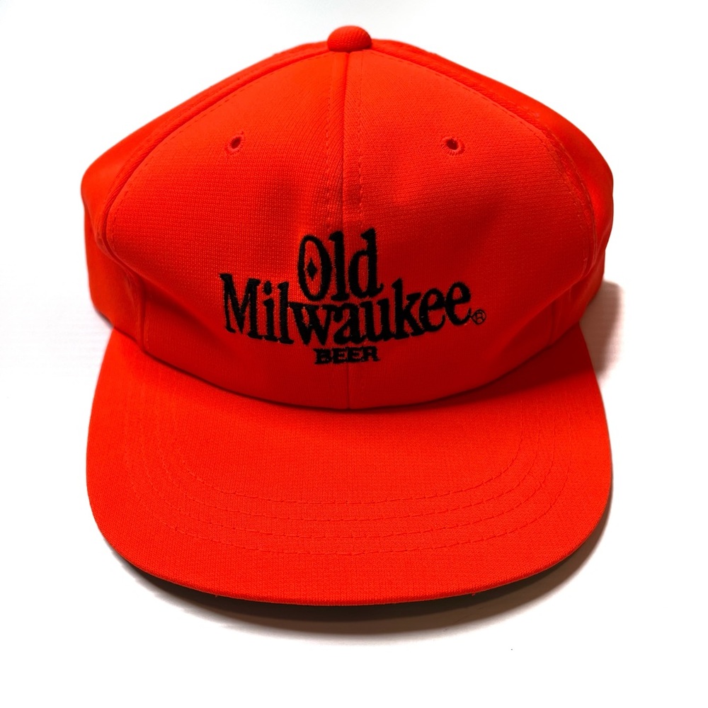 NEW Vintage Deadstock Old Milwaukee Beer Orange Trucker Snapback Hat